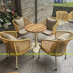 Bàn Ghế Mây Nhựa Ngoài Trời TL2A6
