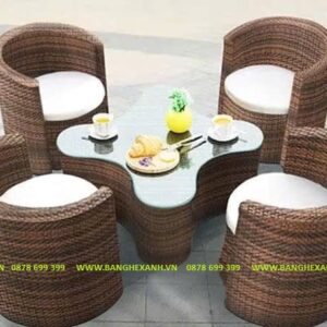 Bàn ghế mây nhựa ngoài trời TL48