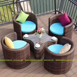 Bàn ghế mây nhựa ngoài trời TL48