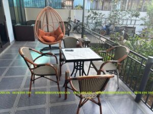 Bàn Ghế Mây Nhựa Ngoài Trời TL551