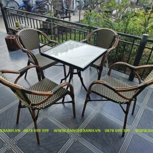 Bàn Ghế Mây Nhựa Ngoài Trời TL551