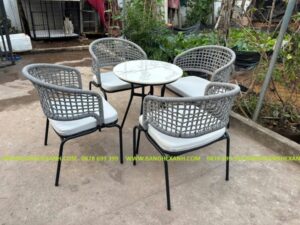 Bàn Ghế Cafe Đan Dây Dù, Rope TL33D8