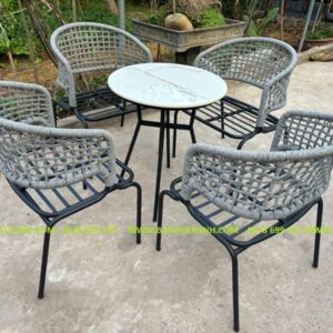 Bàn Ghế Cafe Đan Dây Dù, Rope TL33D8