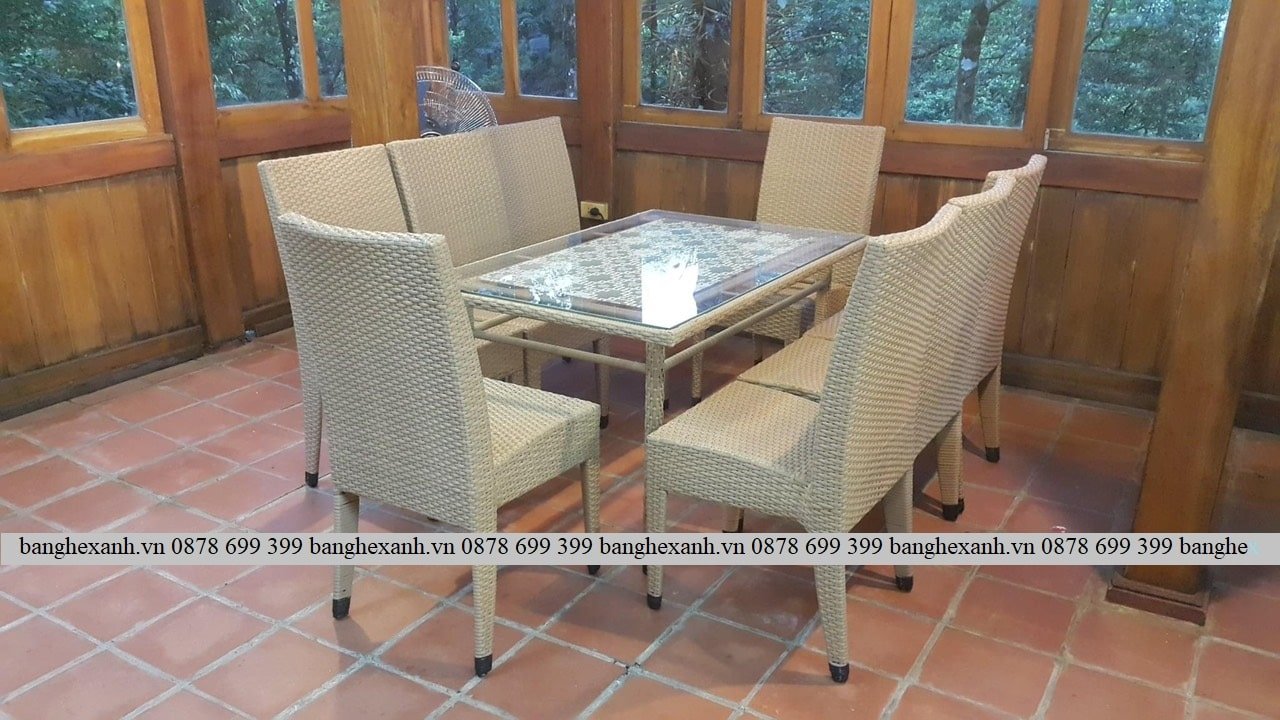 Bộ Bàn Ghế Ăn Mây Nhựa TL1A05