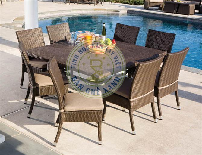 Bàn Ghế Ăn Mây Nhựa Ngoài Trời TL616