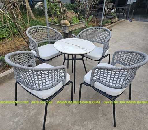 Bàn Ghế Cafe Đan Dây Dù, Rope TL33D8