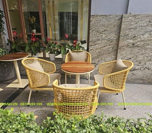Bàn Ghế Mây Nhựa Ngoài Trời TL2A6