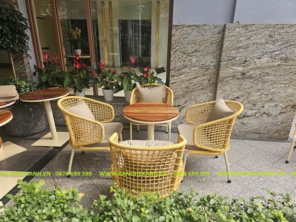 Bàn Ghế Mây Nhựa Ngoài Trời TL2A6