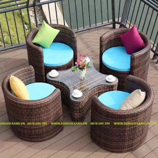 Bàn Ghế Mây Nhựa Ngoài Trời TL48