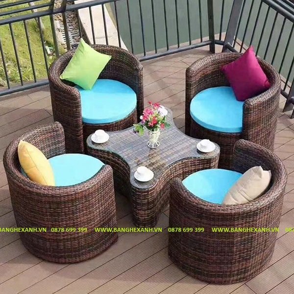Bàn Ghế Mây Nhựa Ngoài Trời TL48