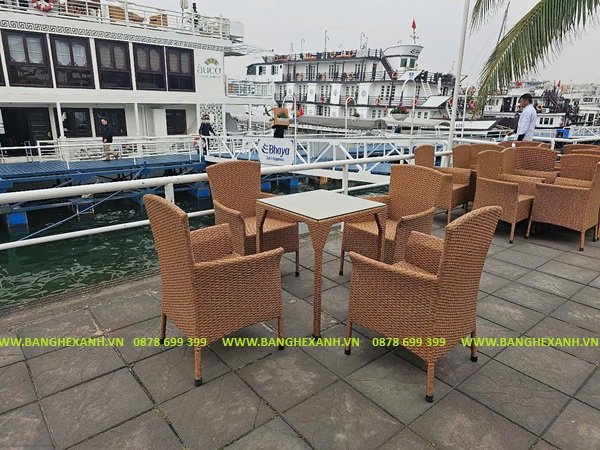 Bàn Ghế Mây Nhựa Ngoài Trời TL502