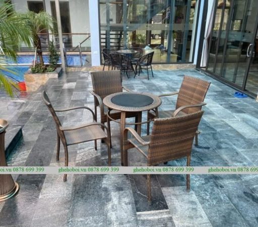 Bàn Ghế Mây Nhựa Ngoài Trời TL536