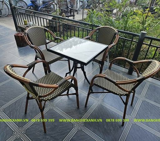 Bàn Ghế Mây Nhựa Ngoài Trời TL551