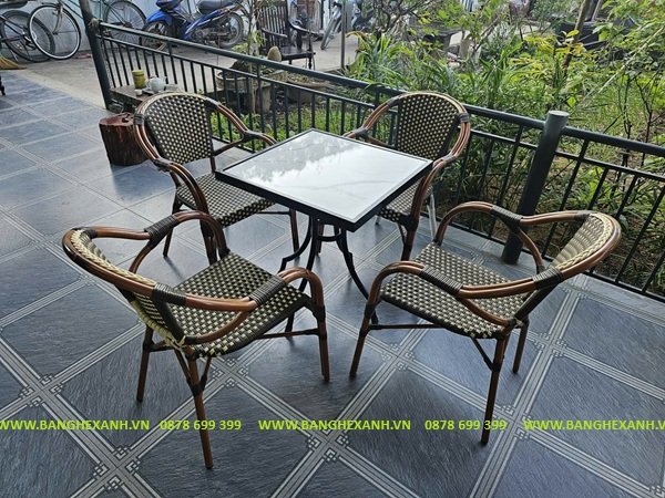 Bàn Ghế Mây Nhựa Ngoài Trời TL551