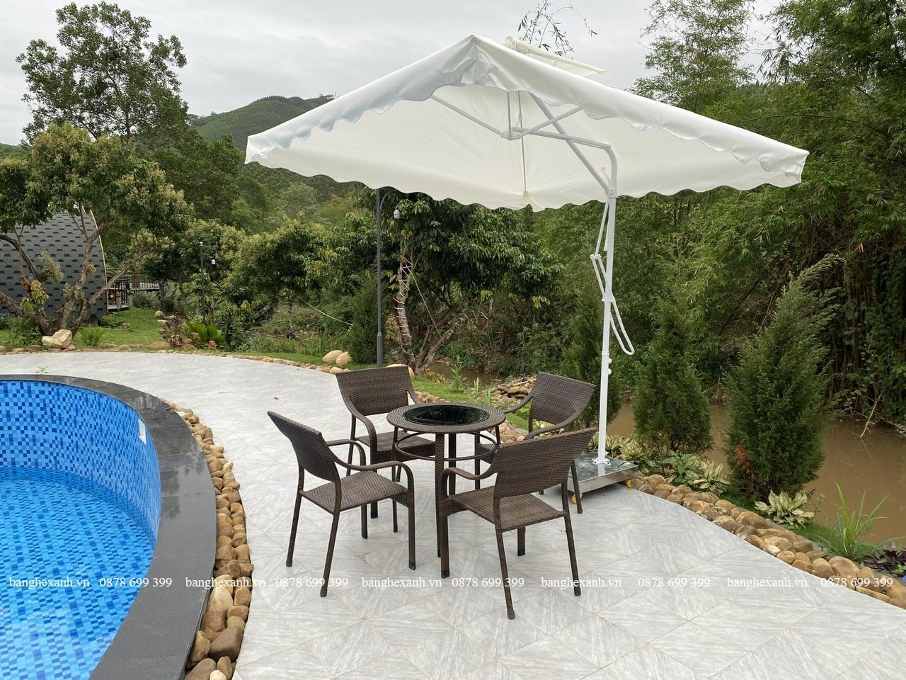 Bàn Ghế Mây Nhựa Ngoài Trời TL637