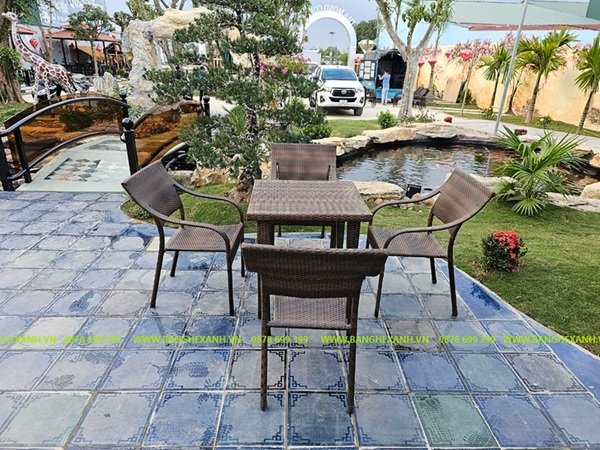 Bàn Ghế Mây Nhựa Ngoài Trời TL637A