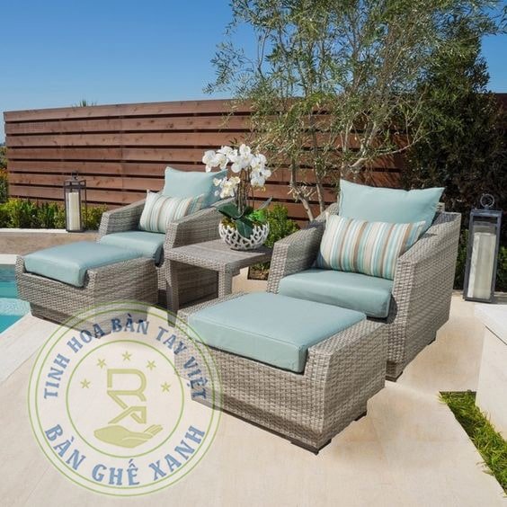 Bàn Ghế Sofa Mây Nhựa 3A88