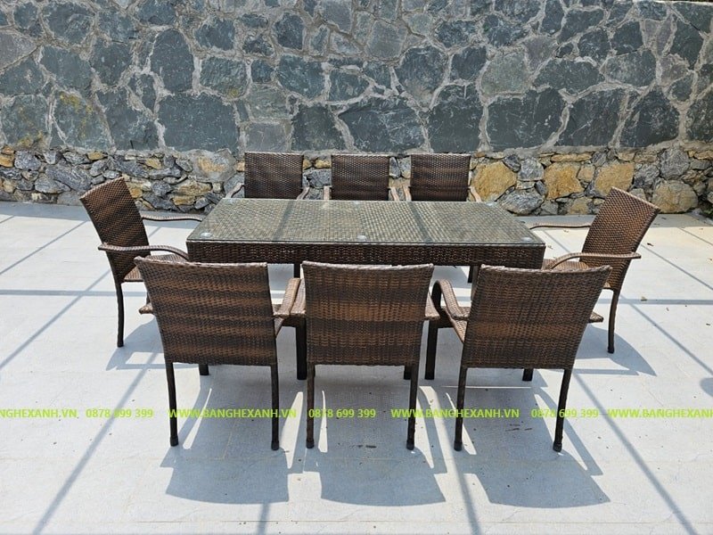 Bàn Ghế Ăn Mây Nhựa Ngoài Trời TL5B22