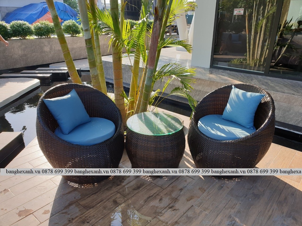 Bàn Ghế Mây Nhựa Cao Cấp Ngoài Trời TL1A15