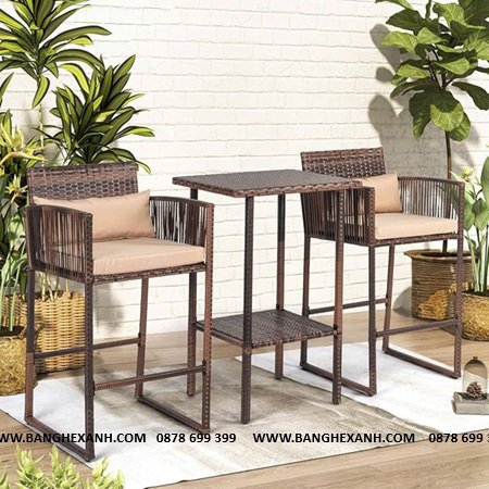 Bộ Bàn Ghế Quầy Bar Mây Nhựa TL2014