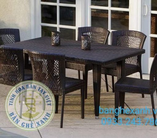 Bàn Ghế Ăn Mây Nhựa Ngoài Trời TL6A12