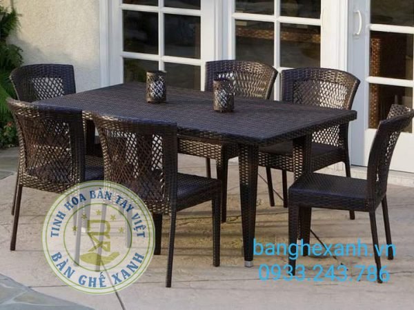 Bàn Ghế Ăn Mây Nhựa Ngoài Trời TL6A12
