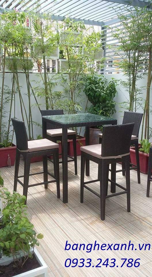 Bàn Ghế Bar Cafe Mây Nhựa TL531