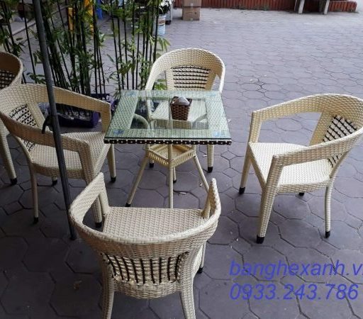 Bàn Ghế Cafe Mây Nhựa TL012