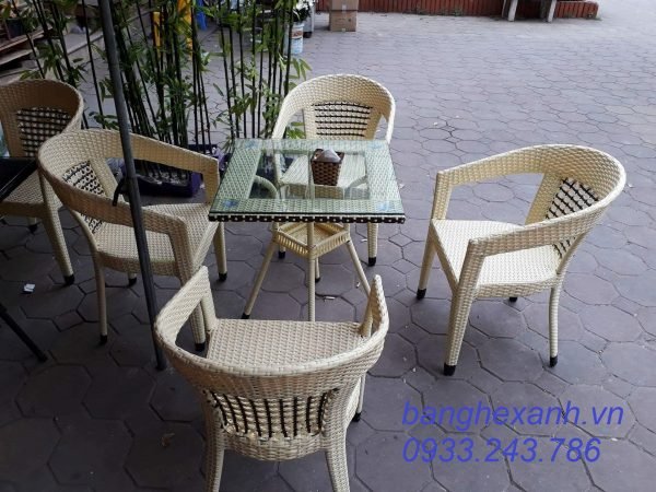 Bàn Ghế Cafe Mây Nhựa TL012